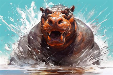 Premium AI Image | A hippo is running through water and it is about to ...
