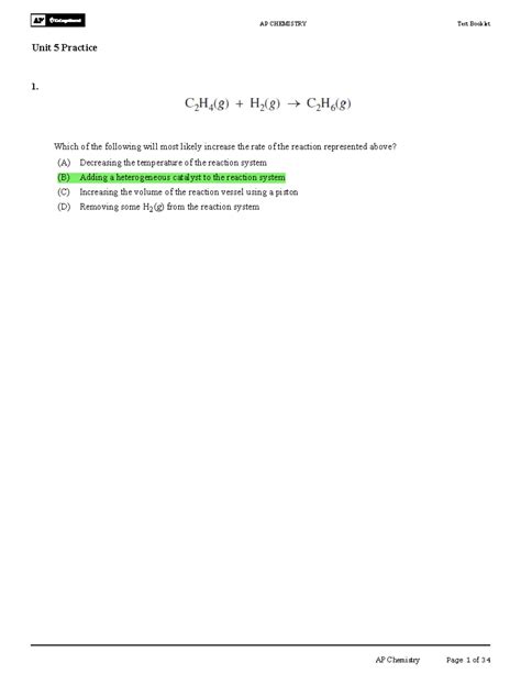 AP Chem 2017 (pdf - Full Practice Exam with answers Along with multiple ...