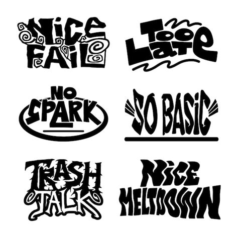 Sarcastic typography set bold hand drawn lettering quotes streetwear ...
