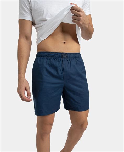 Buy Tencel Lyocell Cotton Boxer Shorts with Side Pockets - Estate Blue ...