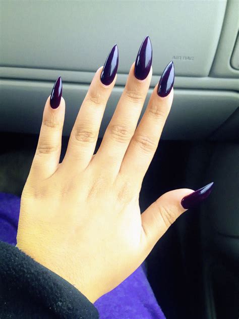 Dark Purple Stiletto Nails