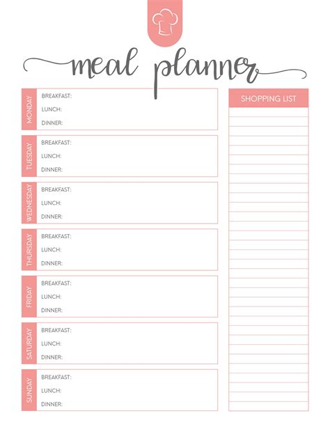 Free Printable Weekly Meal Planner Template With Grocery List ...