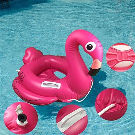 Kids Flamingo Swim Ring Trainer Water Float Seat Inflatable Pool Raft ...
