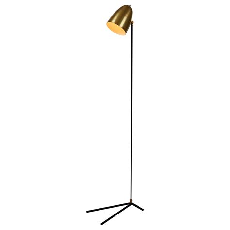 Pair of Black Metal and Brass Floor Lamps by Hemi Klot at 1stDibs