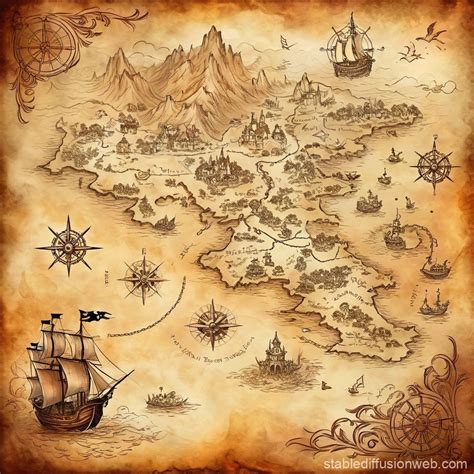 Pirate Treasure Map Scrapbook | Stable Diffusion Online