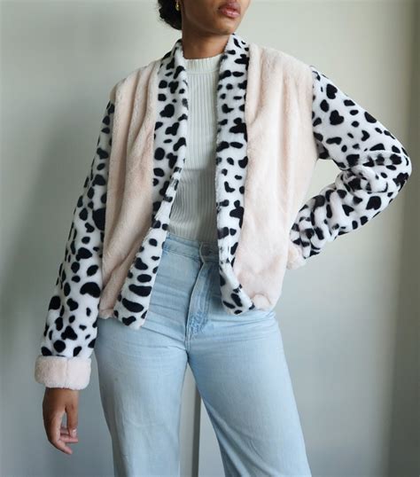 Cropped Fluffy Pink Cow Print Jacket | Unique Cow Print Cute Jacket - Etsy