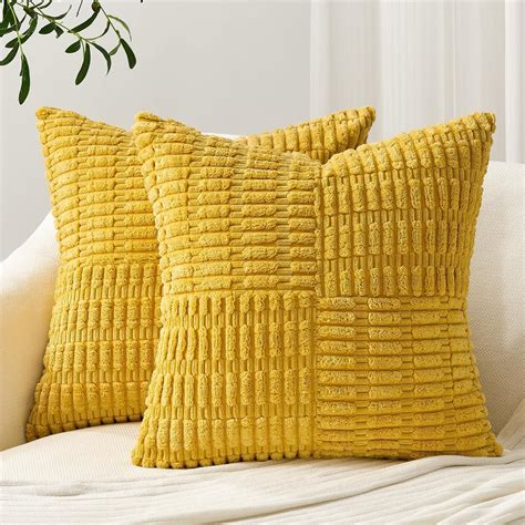 Amazon.com: Topfinel Mustard Yellow Throw Pillow Covers 18x18 Inch Set ...