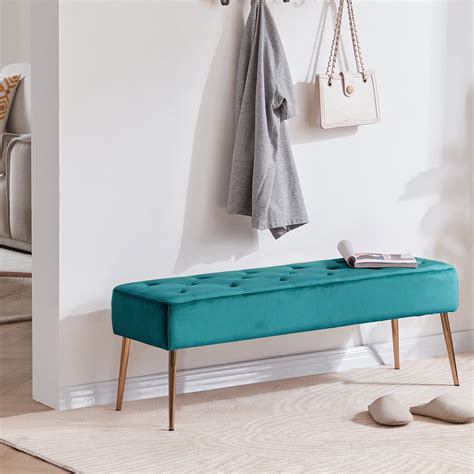 Buy Duhome Modern Velvet Bench Ottoman Comfortable Footrest Stool Bench ...