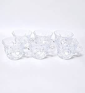 Buy King International Glass Crystal Tea Cup Set, 6 Piece, Silver ...