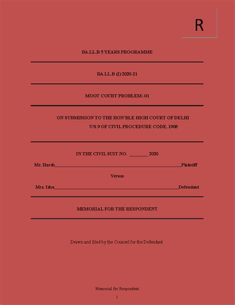 Moot Court Problem: Memorial for Respondent in BA.LL.B Case Study - Studocu