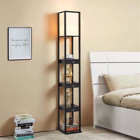 Glass Floor Lamp With Shelf