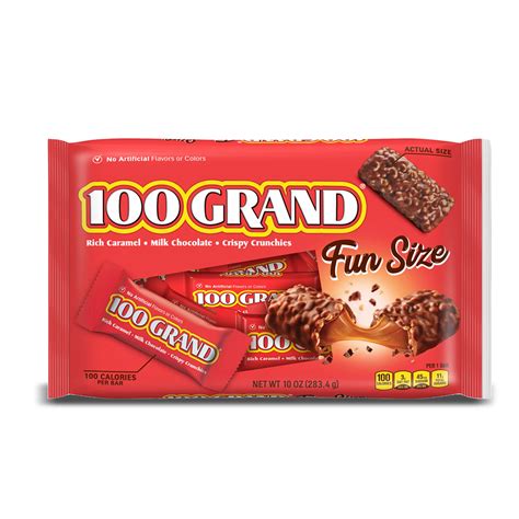 100 Grand Crispy Milk Chocolate with Caramel, Fun Size Individually ...