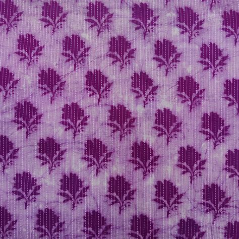 Pure Cotton Dabu Kaatha Light Purple With Purple Floral Motifs Hand Bl ...