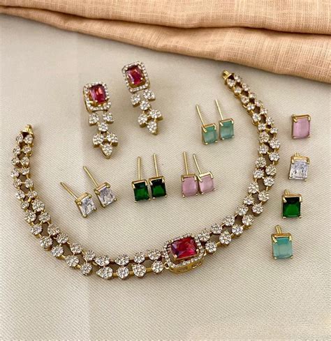 5 In 1 AD Stone Interchangeable Necklace Set product code 767 – ARACKAL ...