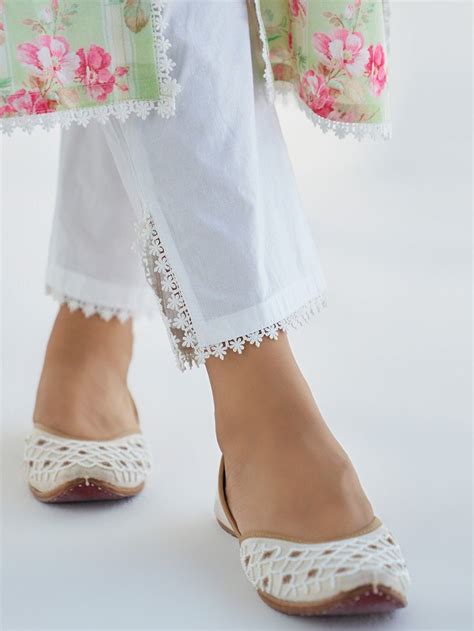Buy White Lace Cotton Pants | ROZSILI03/ROZ9 | The loom