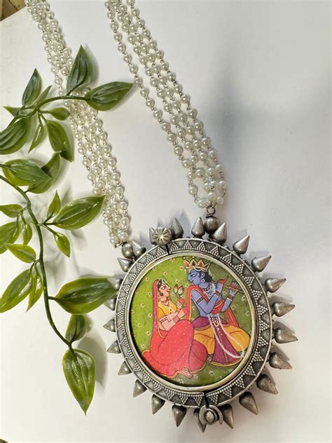 Radha Krishna Murli Pichwai Necklace – AmouriHouse