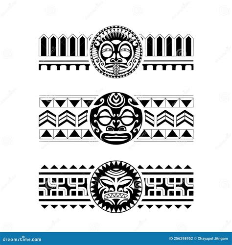 Polynesian Armband Tattoo Stencil Set. Pattern Samoan. Black and White ...