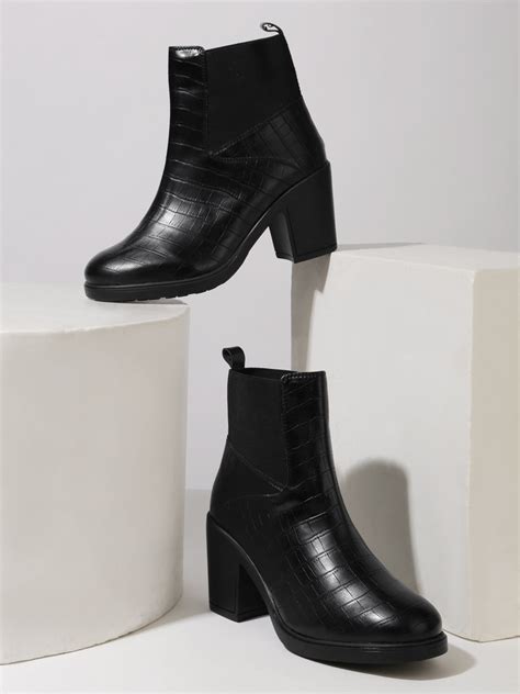 Black Croc PU Block Ankle Boots (TC-ST-BRUCE-BLKCROCPU) – Truffle ...
