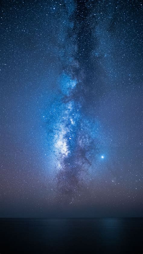 Download wallpaper 2160x3840 starry sky, stars, milky way, night, sea ...