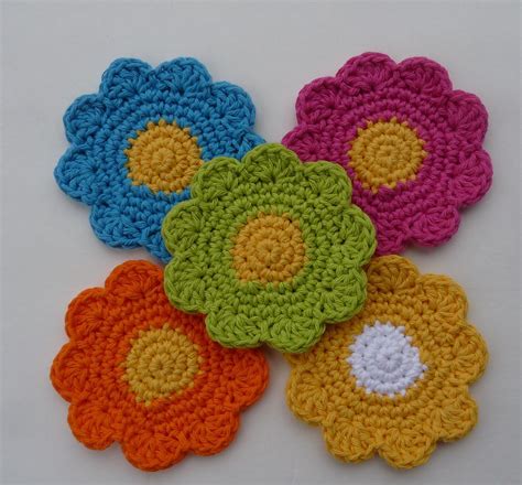 crochet flower coaster
