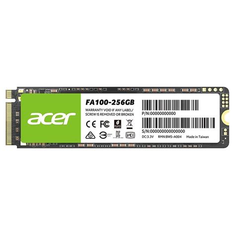 Acer 256GB FA100 M.2 PCIe Gen3x4, NVMe Internal Solid State Drive (SSD)