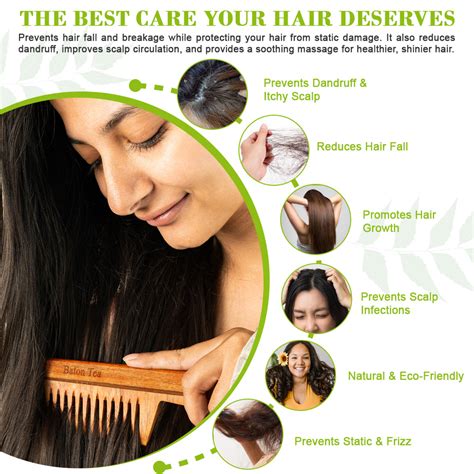 Baton 100% Pure Neem Wood Handel Comb for Hair Growth & Dandruff Contr ...