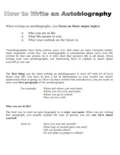 Image result for Autobiography Examples