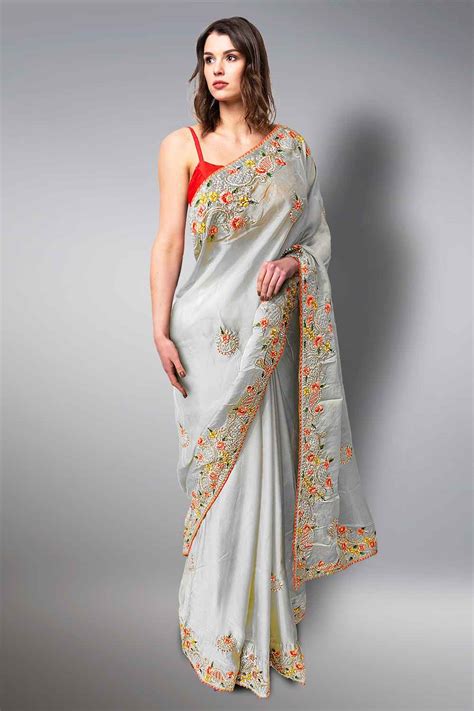Buy Floral Embroidery Saree Online Now