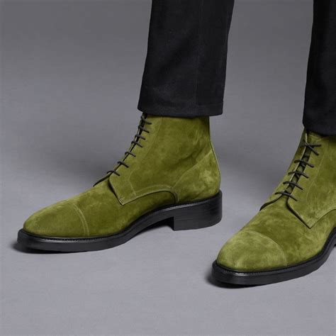 Green Suede Leather Likech Lace Up Combat Boots -AW24 – Costoso Italiano