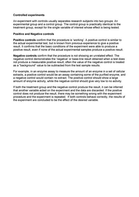 8. Positive and Negative controls - Controlled experiments An ...