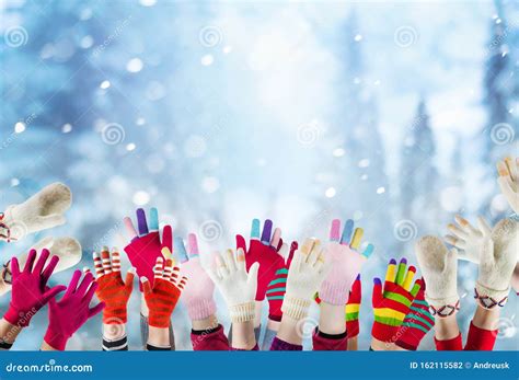 Children Hands with Winter Gloves and Mittens Stock Photo - Image of ...