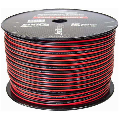 Audiopipe CABLE12BLACK | 500 Feet 12 Gauge Speaker Wire Cable | Red / Black