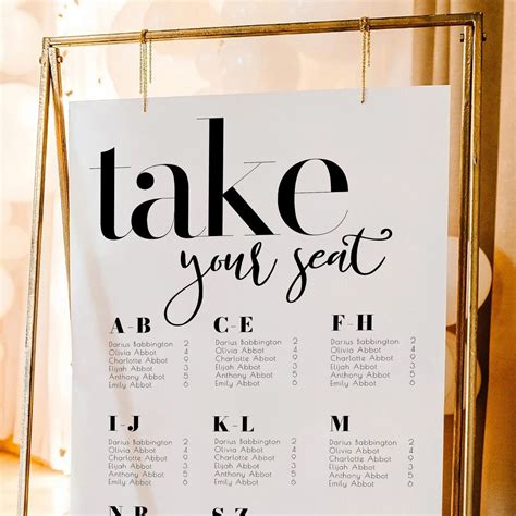 Wedding Seating Chart Alphabetical Seating Chart Modern Bold Seating ...