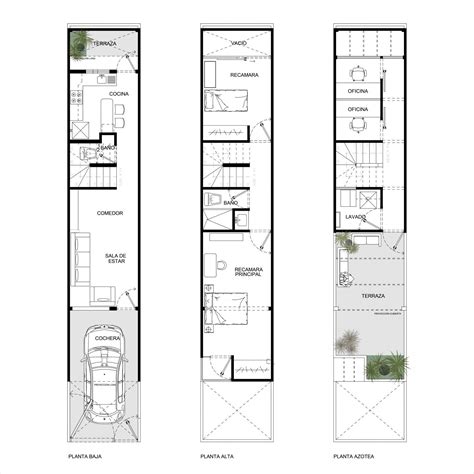 TERRAZA EN AZOTEA - Casa Héroes Terreno 3 x 17 m - HEYARQUI | Planos de ...