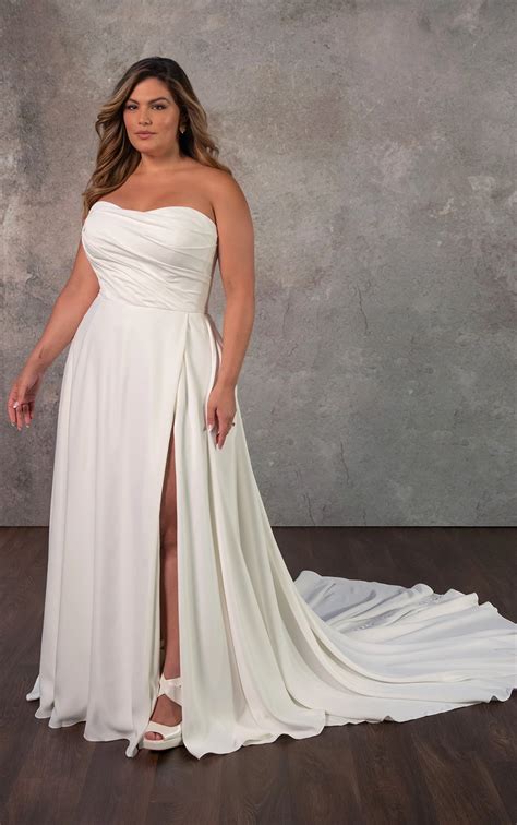 Minimalist Satin A-Line Wedding Dress with Leg Slit