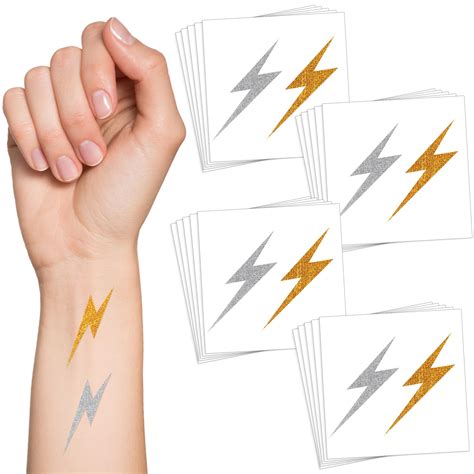 Amazon.com : Cholemy 50 Sheets 100 Pcs Glitter Lightning Bolt Temporary ...