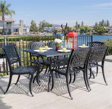 Marietta Cast Aluminum 7 Piece Outdoor Dining Set - Patio Table