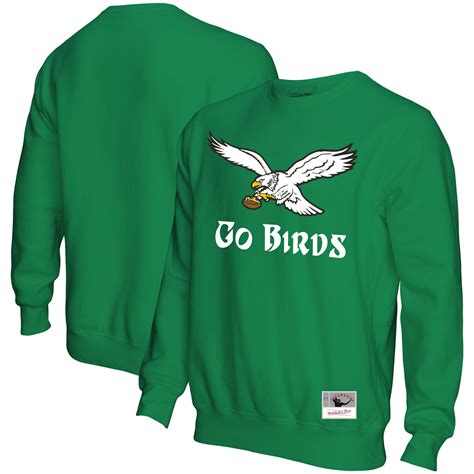 Men's Mitchell & Ness Kelly Green Philadelphia Eagles Go Birds Pullover ...