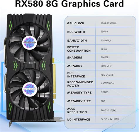 HyperRender RX 580 Graphics Card 8GB 2048SP GDDR5 256bit PC India | Ubuy