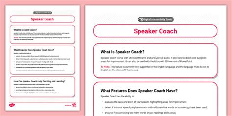 Speaker Coach Digital Accessibility Tool Information Sheet
