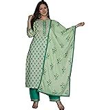 Buy MEERA FAB Women Pink Cotton Printed Kurta with Palazzo & Dupatta ...