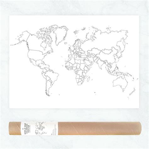 Plain Outlines Political Map of the World to Color India | Ubuy