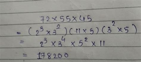 Simplify the following by converting into exponential form:72 × 55 × 45 ...