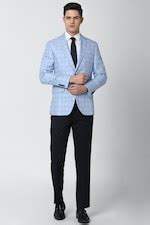 Buy Men Blue Check Slim Fit Formal Blazer Online - 715016 | Van Heusen
