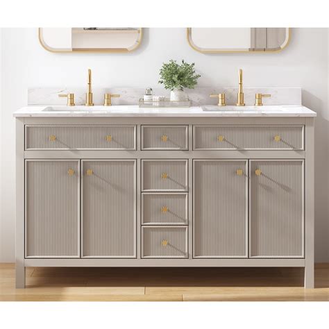 allen + roth Sandbanks 60-in Greige Undermount Double Sink Bathroom ...