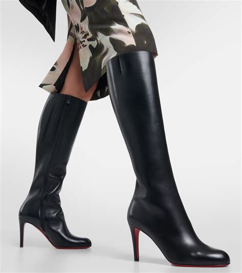 Pumppie Botta leather knee-high boots in black - Christian Louboutin ...