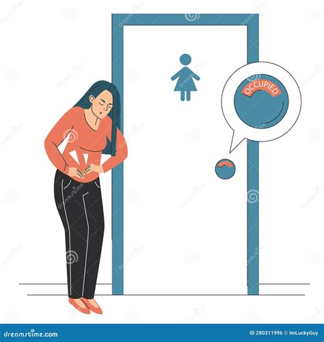 Diarrhea Female Vector Icon. Man Sitting On The Toilet. Medicine Or Antibiotic Side Effect ...