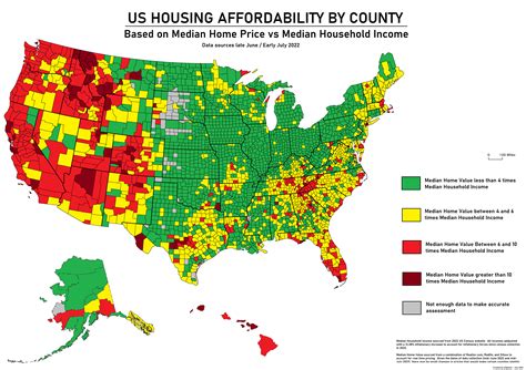 [OC] Map of United States Home Affordability by County : dataisbeautiful
