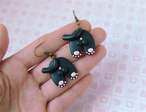 Cat Butt Earrings, Gag Gift for Cat Lovers, Black Kitty Butt Jewelry ...
