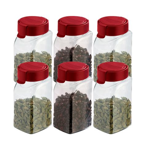 Primeway Food Saver Air Tight Canisters 500ml Set, 6 Pcs, Red : Amazon ...